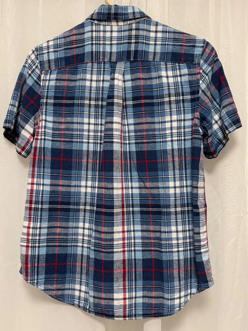 Boys Ralph Lauren Navy, White & Red Plaid Short-Sleeve Button-Down Shirt